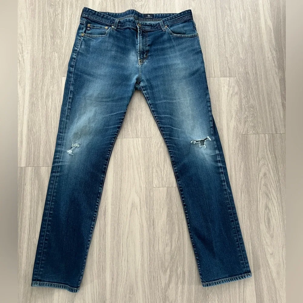 AG Adriano Goldschmied Graduate Jeans 38x34 Mens Straight Leg Stretch Distressed